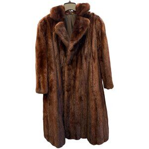 Vintage Sable-Colored Mink Fur Long Coat • Montreal Furrier • Shawl Collar